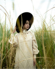 Vestido largo de lino y algodón Morgan con cuello Peter Pan y mangas obispo