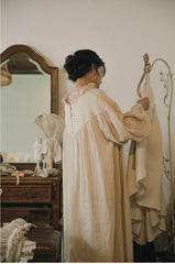 Vestido largo holgado de lino y algodón Tina