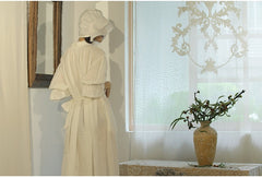 Vestido largo vintage Melissa de lino y algodón con mangas Marie