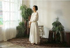 Vestido largo vintage de lino y algodón Tracy