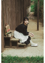 Falda larga de lino y algodón