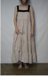 Angelina Linen Cotton Maxi Tiered Slip Dress