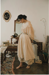 Vestido largo holgado de lino y algodón Tina