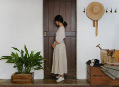 Falda larga cruzada de lino y algodón Patricia