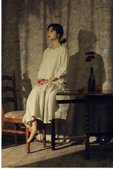 Vestido largo de lino y algodón Suzanne