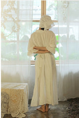 Vestido largo vintage Melissa de lino y algodón con mangas Marie