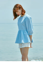 High-Waisted Women's Denim Shorts - Frayed Hem Cotton Denim Shorts For Effortless Summer Style