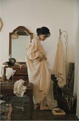 Vestido largo holgado de lino y algodón Tina