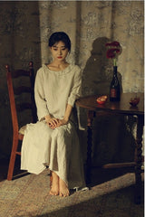 Vestido largo de lino y algodón Suzanne