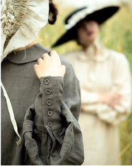 Vestido largo de lino y algodón Morgan con cuello Peter Pan y mangas obispo