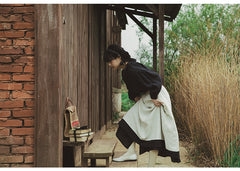 Falda larga de lino y algodón