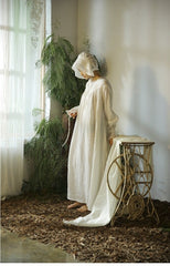 Vestido largo vintage de lino y algodón Tracy