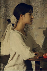 Vestido largo de lino y algodón Suzanne