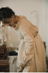 Vestido largo holgado de lino y algodón Tina