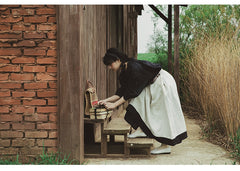 Falda larga de lino y algodón