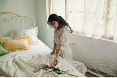 Corinne Linen Cotton Off Shoulder Ruffle Maxi Dress