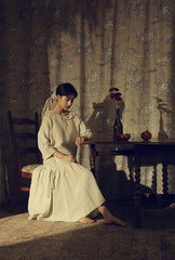 Vestido largo de lino y algodón Suzanne