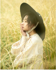 Vestido largo de lino y algodón Morgan con cuello Peter Pan y mangas obispo