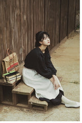 Falda larga de lino y algodón