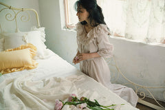 Corinne Linen Cotton Off Shoulder Ruffle Maxi Dress