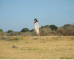 Laura Linen Cotton Square Neck Marie Sleeve Maxi Shirt Dress