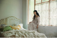 Corinne Linen Cotton Off Shoulder Ruffle Maxi Dress