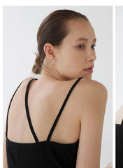 Double Strap Asymmetrical Neckline Linen Top with Lightweight Fit for Modern Summer Styling