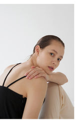 Double Strap Asymmetrical Neckline Linen Top with Lightweight Fit for Modern Summer Styling