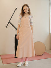 Sleeveless Midi Linen Dress With A-Line Silhouette And Halter Neckline