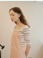 Sleeveless Midi Linen Dress With A-Line Silhouette And Halter Neckline