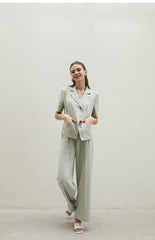 Short Sleeve Notch Collar Linen Shirt with Tailored Fit and Front Button Detailing