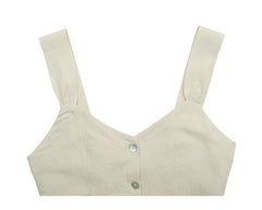 Sleeveless Button-Front Linen Top for Women with Back Bow Detail and Flattering Fit