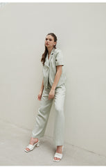 High-Waisted Wide Leg Linen Pants with Tailored Fit and Soft Drape for Elegant Comfort