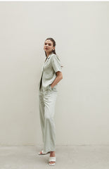 High-Waisted Wide Leg Linen Pants with Tailored Fit and Soft Drape for Elegant Comfort