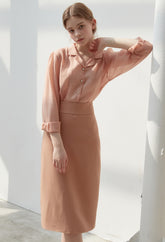 High-Waisted Linen Midi Skirt with Seamless Waistband and Streamlined Silhouette for Chic Styling