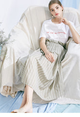 Short-Sleeve Linen Blend Graphic T-Shirt With Round Neckline – Breathable Casual Summer Top