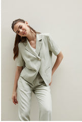 High-Waisted Wide Leg Linen Pants with Tailored Fit and Soft Drape for Elegant Comfort