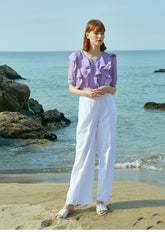 High-Waisted Wide Leg Linen Pants For Women - Tailored Pleated Linen Trousers With Side Pockets