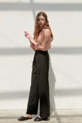 Wide-Leg High-Rise Linen Pants with Tailored Pleats and Minimalist Silhouette for Everyday Elegance