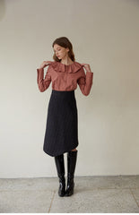 Chic Tailored Linen Blouse with Puff Sleeves and Spread Collar for Elegant Summer Looks