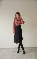 Chic Tailored Linen Blouse with Puff Sleeves and Spread Collar for Elegant Summer Looks