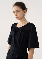 Off-Shoulder Linen Midi Dress with Flared Sleeves and Adjustable Waist Belt for Elegant Fit