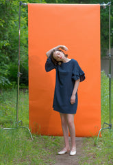 Linen Mini Dress with Ruffled Statement Sleeves and Relaxed Fit for Effortless Feminine Style