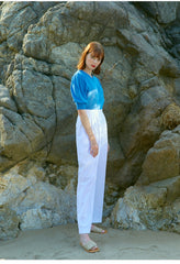 High-Waisted Wide Leg Linen Pants For Women - Tailored Pleated Linen Trousers With Side Pockets