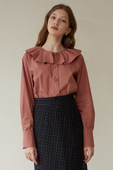 Chic Tailored Linen Blouse with Puff Sleeves and Spread Collar for Elegant Summer Looks
