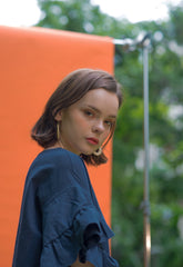 Linen Mini Dress with Ruffled Statement Sleeves and Relaxed Fit for Effortless Feminine Style