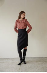 Chic Tailored Linen Blouse with Puff Sleeves and Spread Collar for Elegant Summer Looks