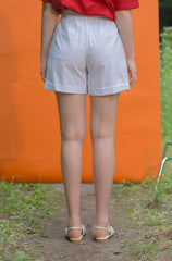 High-Waisted Linen Shorts with Waist Tie Belt and Cuffed Hem for Effortless Summer Style