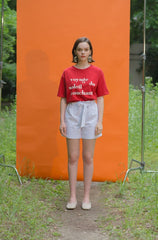 Relaxed Fit Linen T-Shirt with Bold French Text Print and Lightweight Natural Fabric