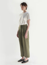 High-Waisted Linen Pants with Tapered Leg and Tailored Front Pleats